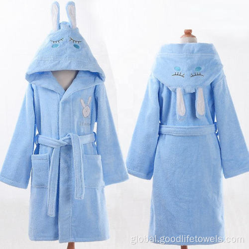 Baby Bathrobe Rabbit Cartoon Design 100% Cotton Terry Kids Bathrobe Manufactory